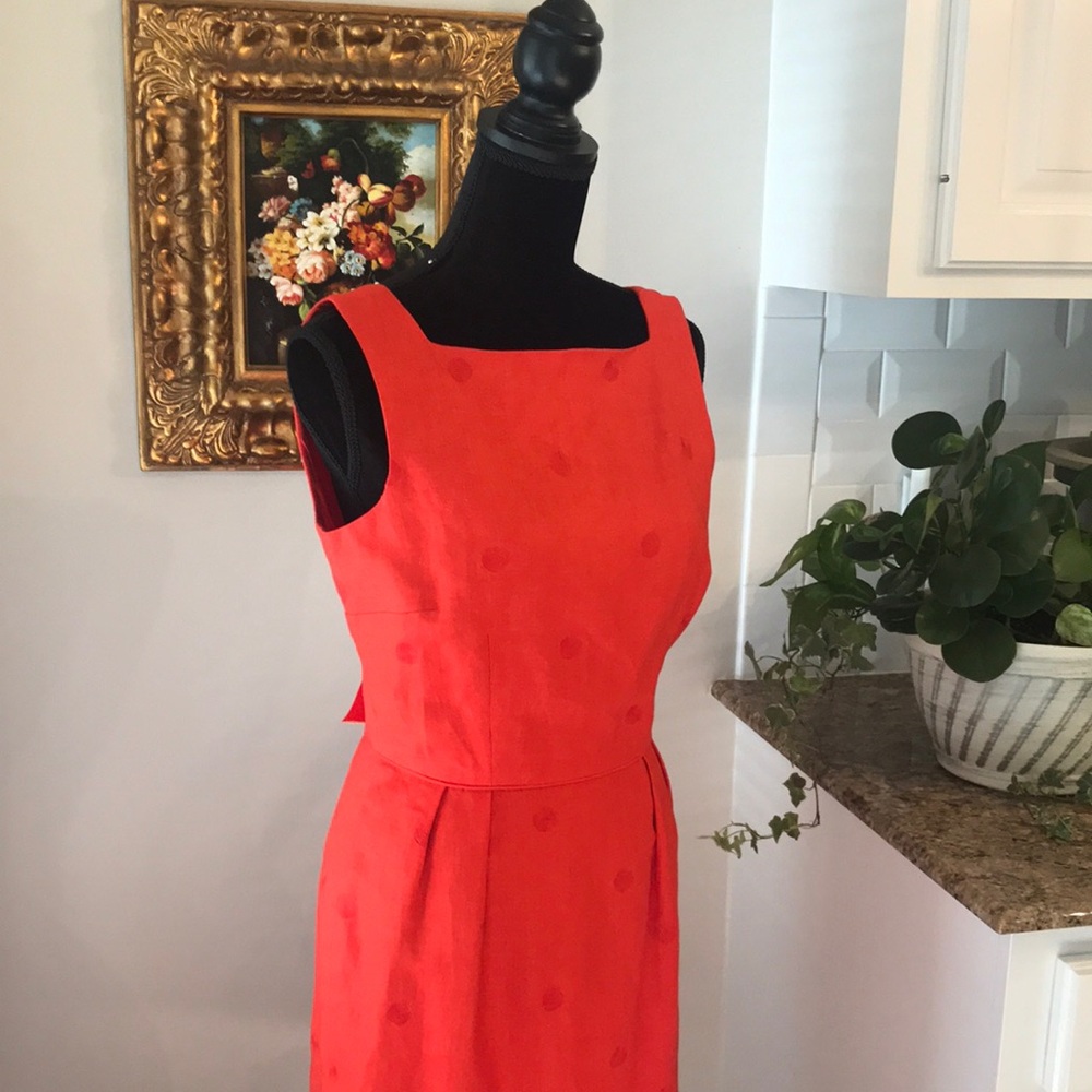 Donna Morgan Red Linen Bow Dress